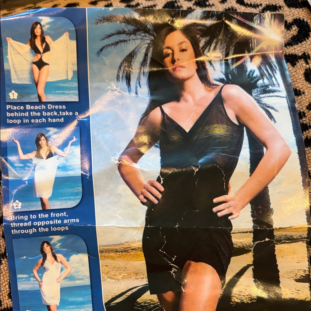 Elegant Black Sheer Bathing Suit Beach Pool Cover Up Great For Travel NWOT
